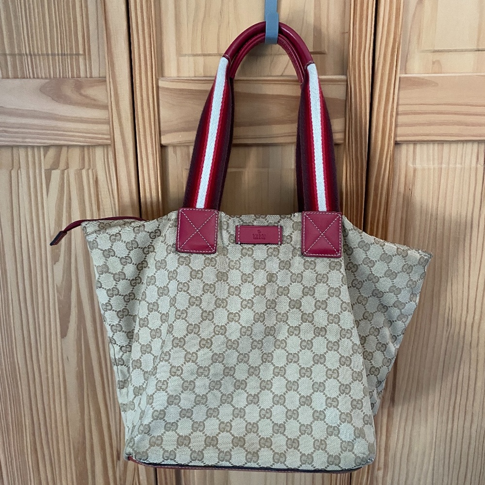 Rare Gucci Canvas Tote - Lipstick Red